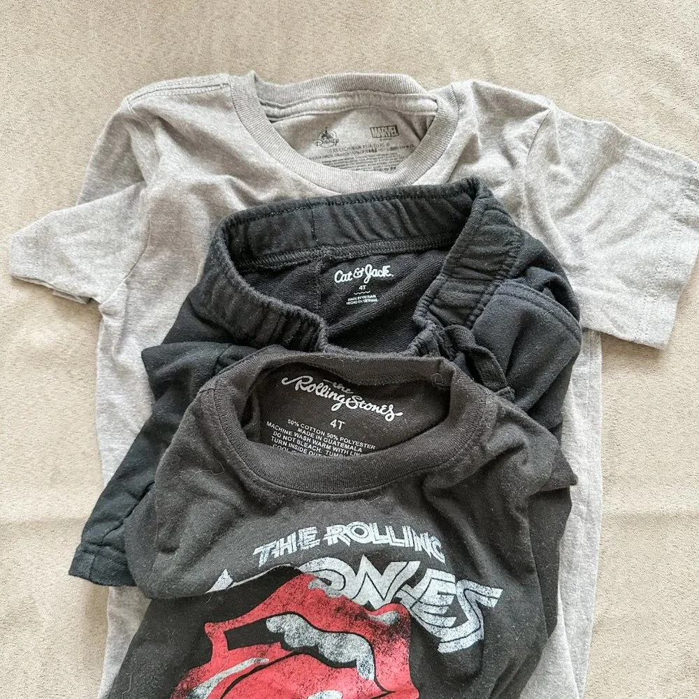 Toddler Summer Outfit Bundle: Disneyy, Rolling Stones, Cat & Jack 4T